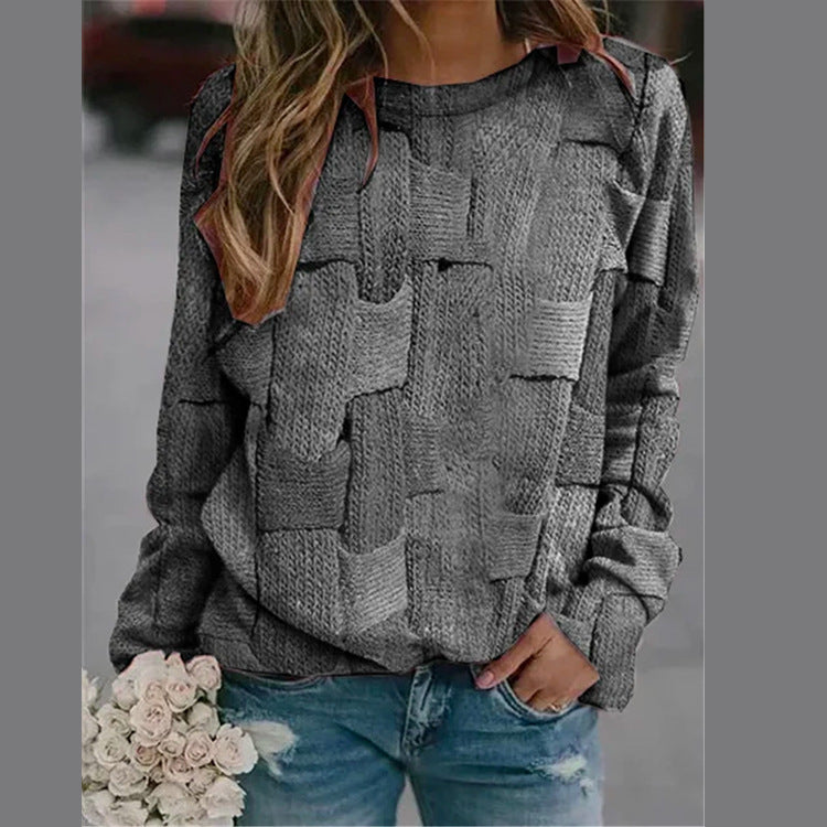 Women's creative round neck tie-dye splicing loose women's bottoming shirt